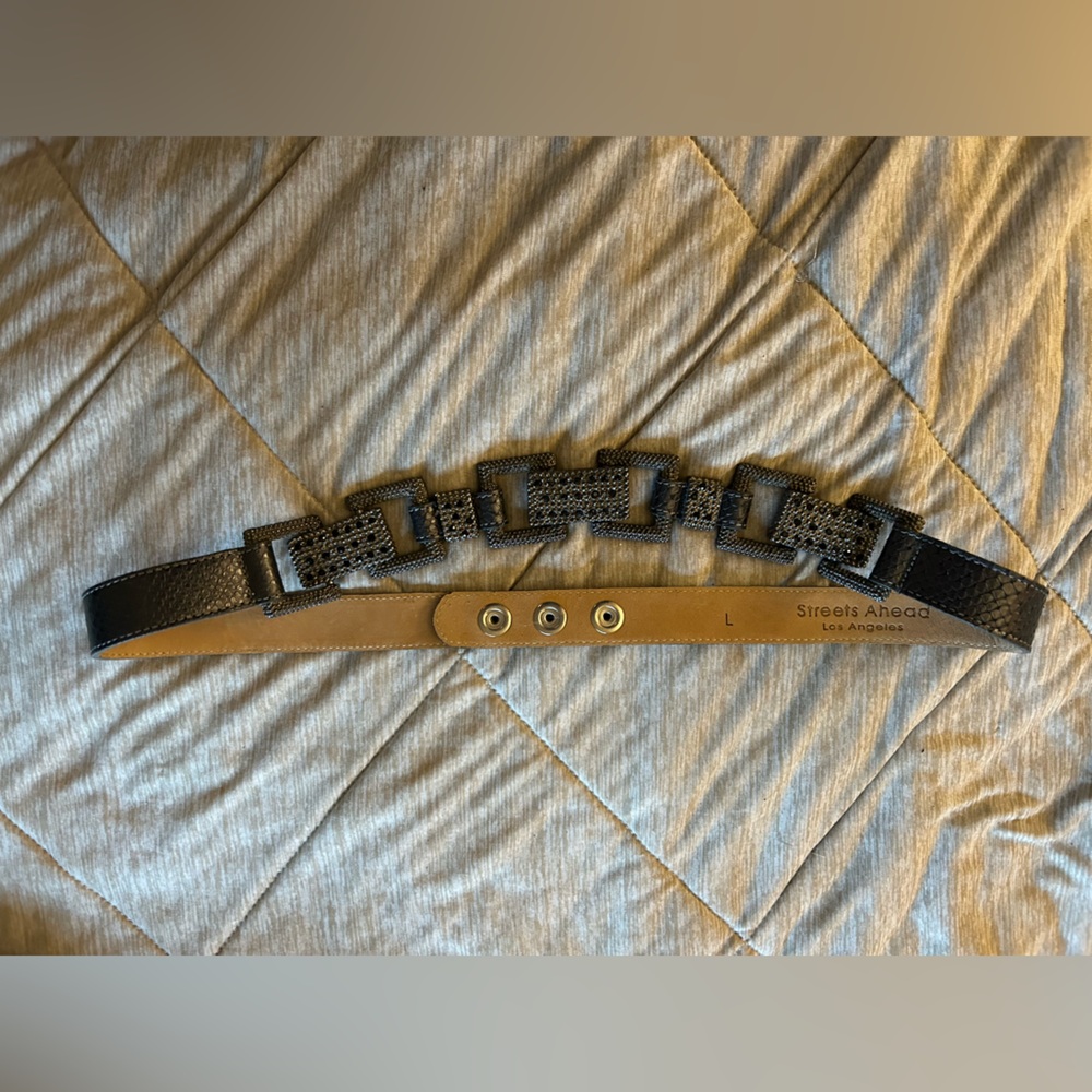 Vintage Streets Ahead Los Angeles Metal and Leather Belt